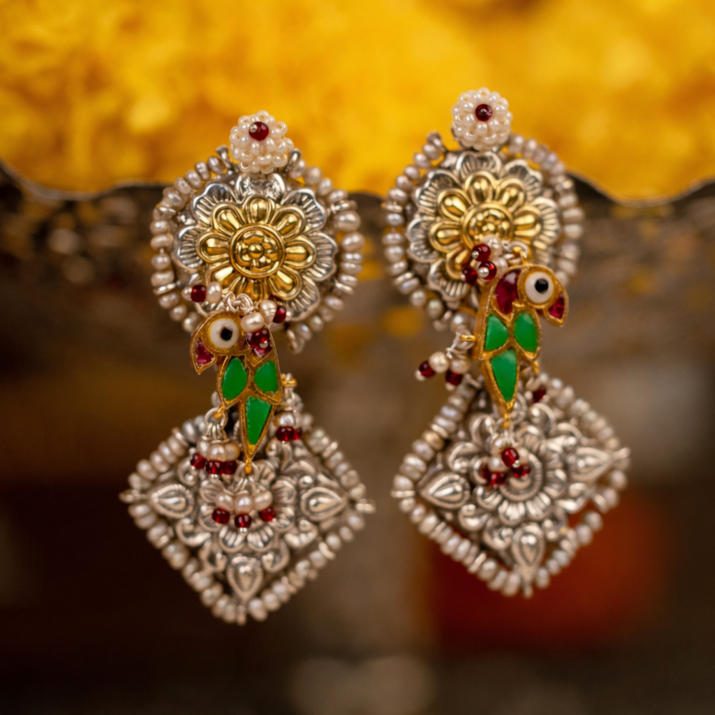 Raziya Earrings (Blue bird)