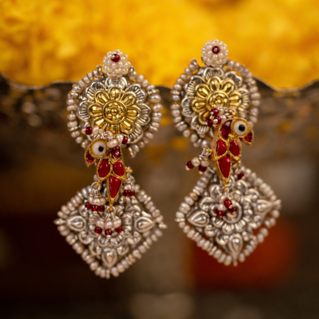 Raziya Earrings (Blue bird)