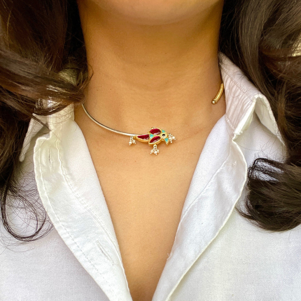 Pihu Choker (red bird motif)