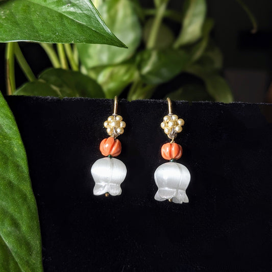 Elin Earrings with Coral