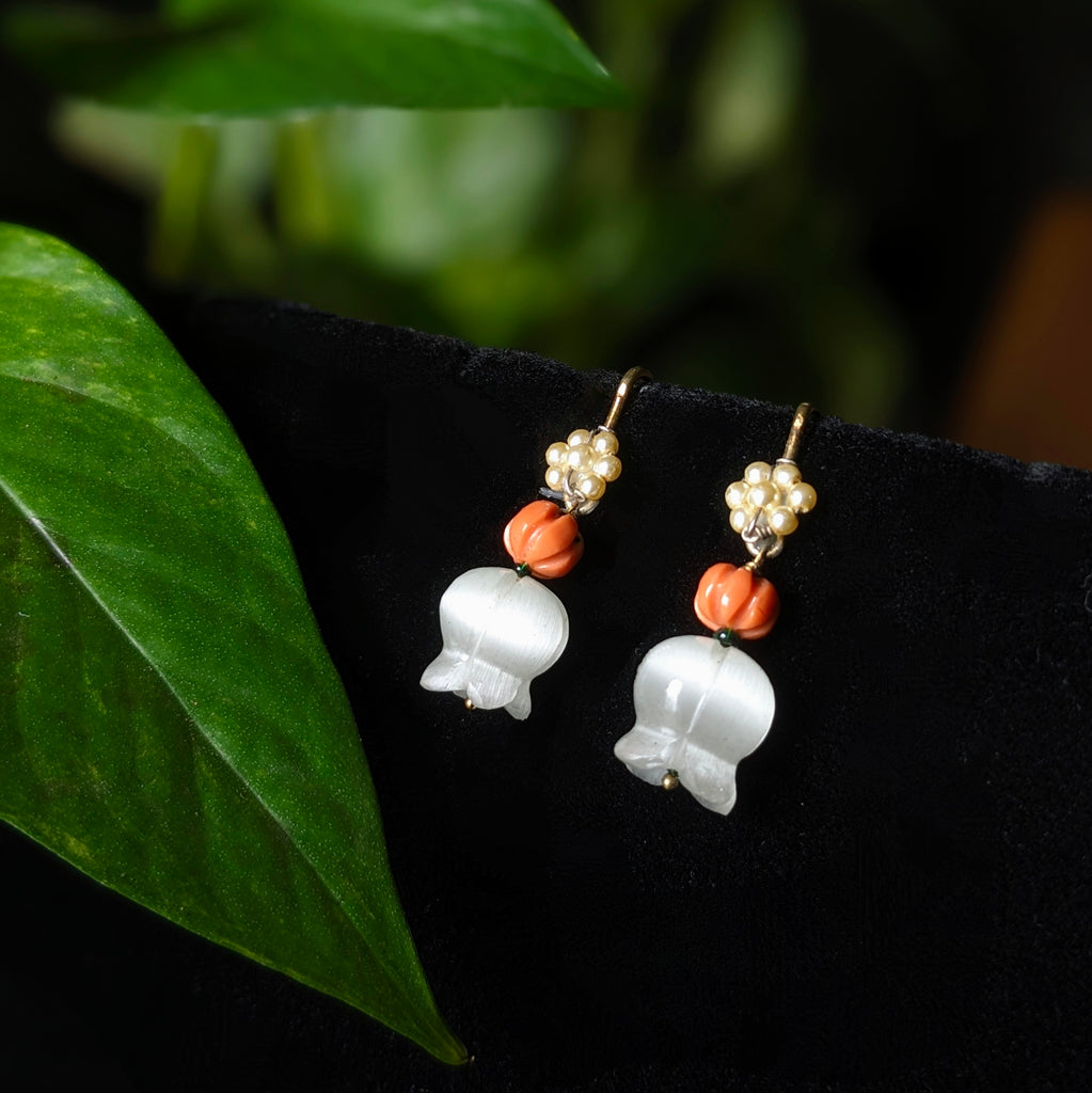 Elin Earrings with Coral