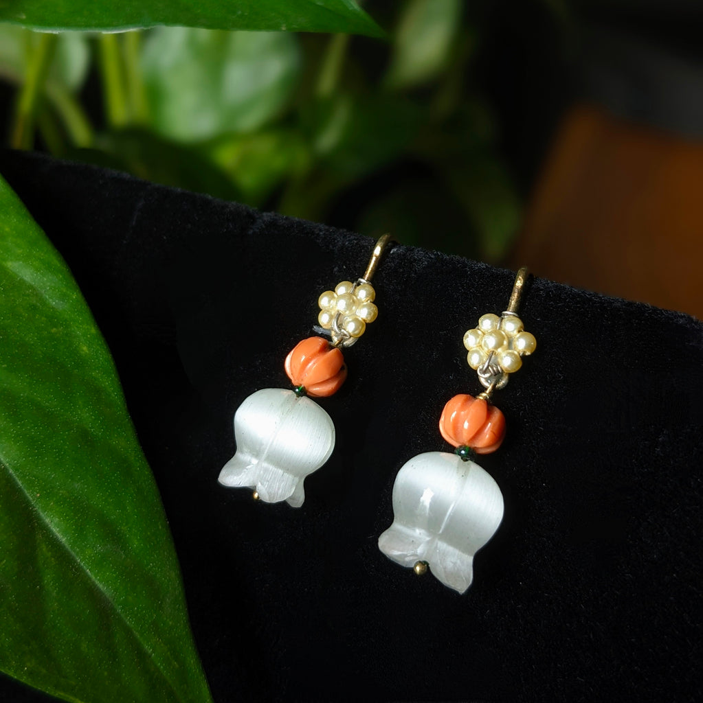 Elin Earrings with Coral