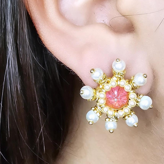 SnowFlake Earring - Red (Studs)