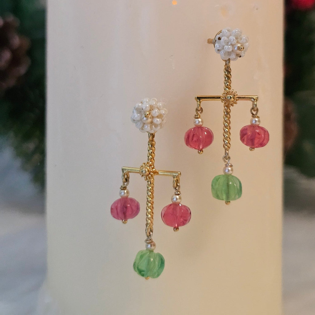 Diana Earrings - Pink & Green