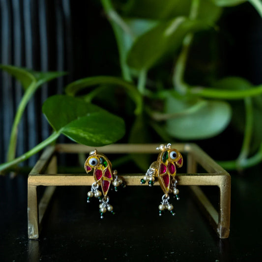 Panchi Studs (Red And Green) 10