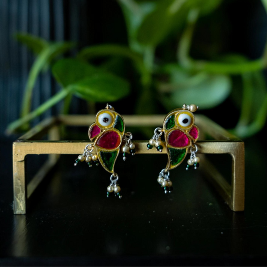 Panchi Studs (Green-Red) - 6