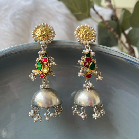 Meena Earrings (Pink-Green Motif)